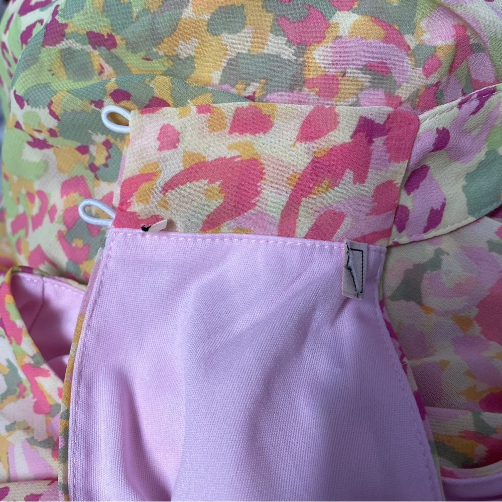 Sleeveless Pastel Animal Print Midi Dress, Boho Dopamine Rainbow Party,Size 12. - Picture 9 of 9